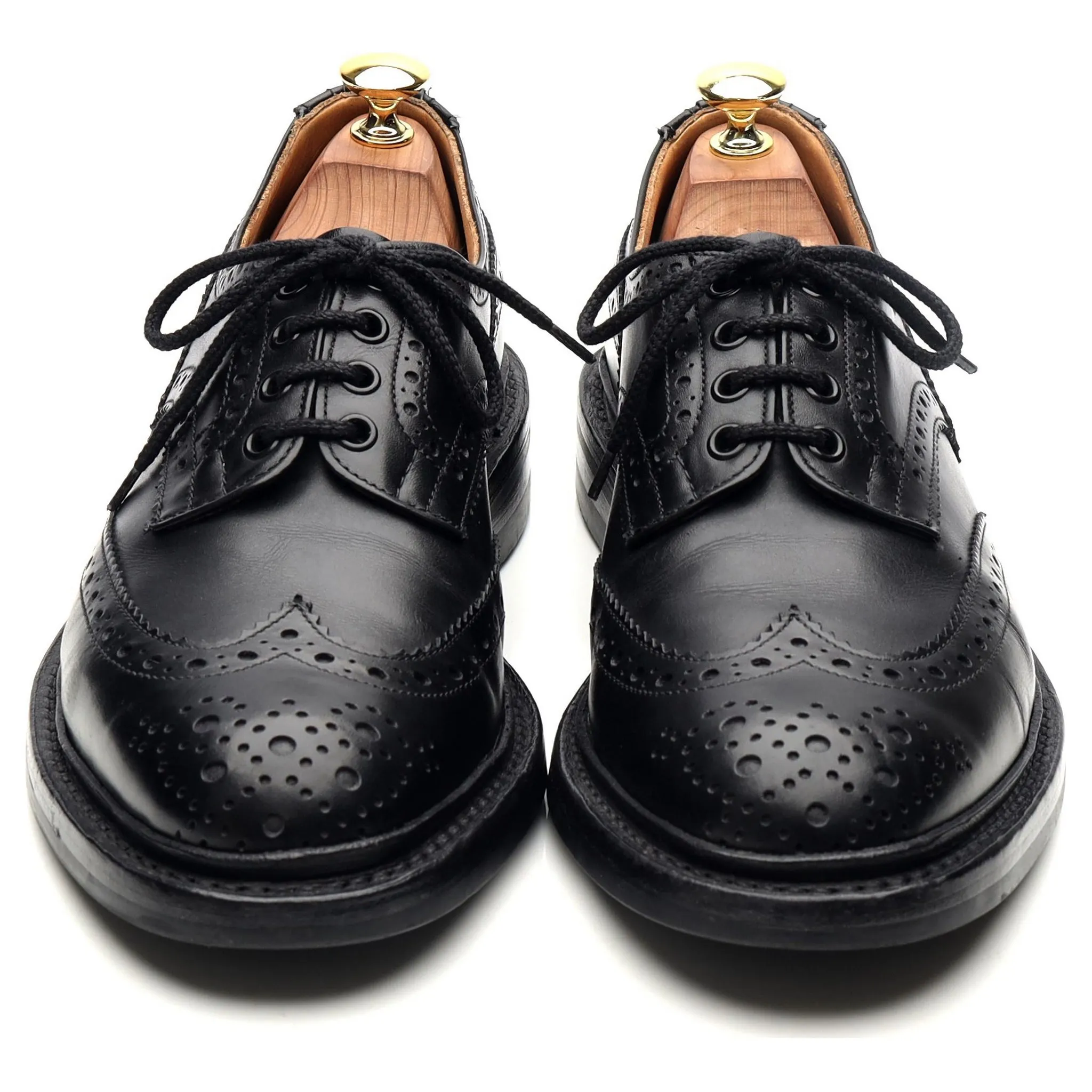 'Bourton' Black Leather Derby Brogues UK 8