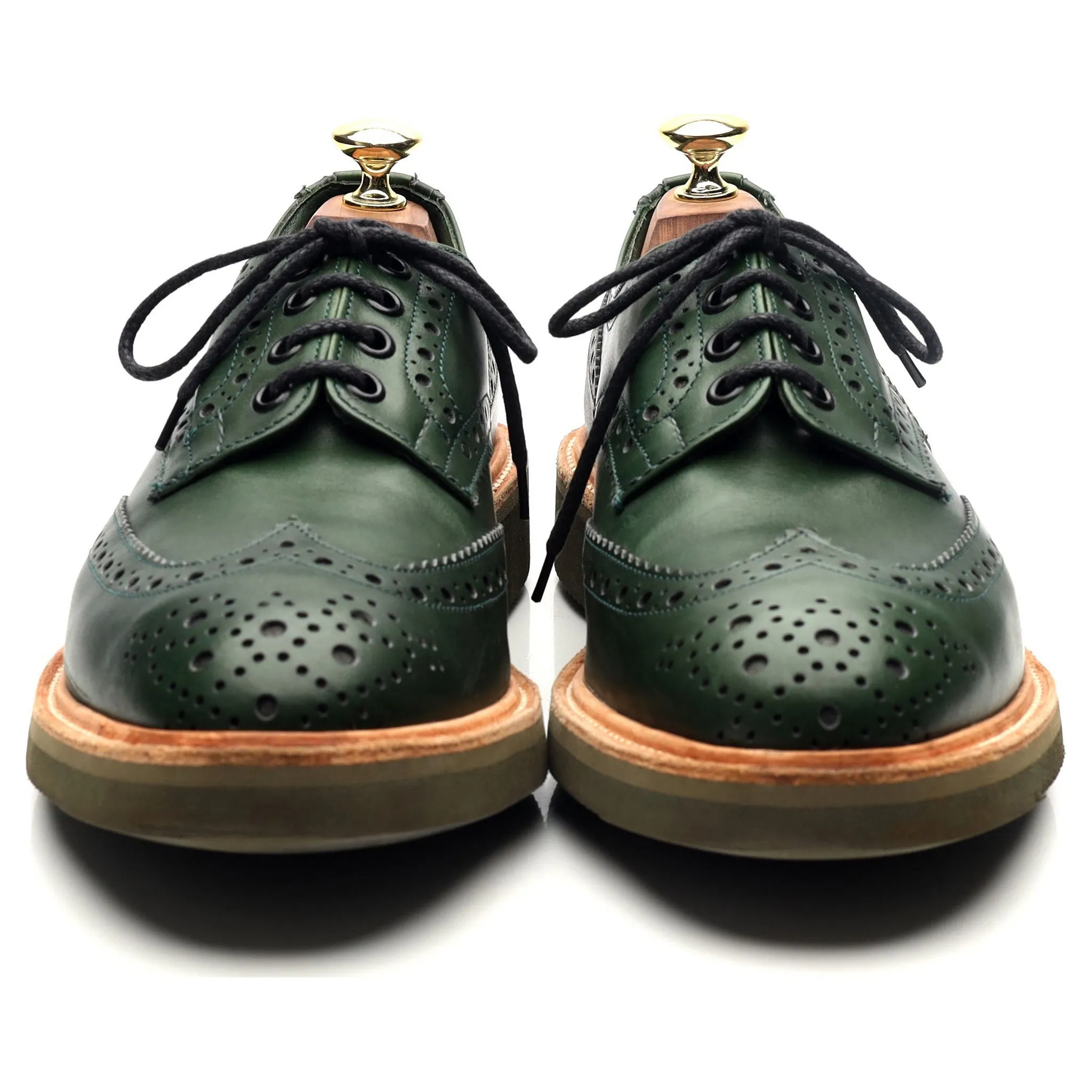 'Bourton' Green Leather Derby Brogues UK 7