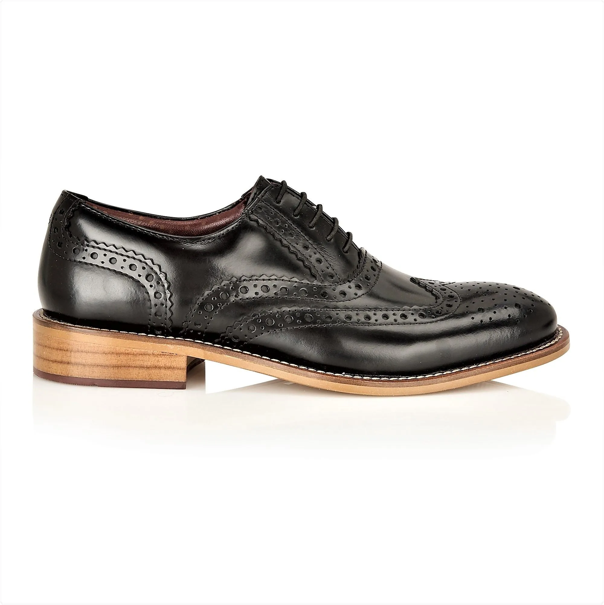 Boys Black Leather Lace Up Brogue Shoes :- Mens And Boys Shoes