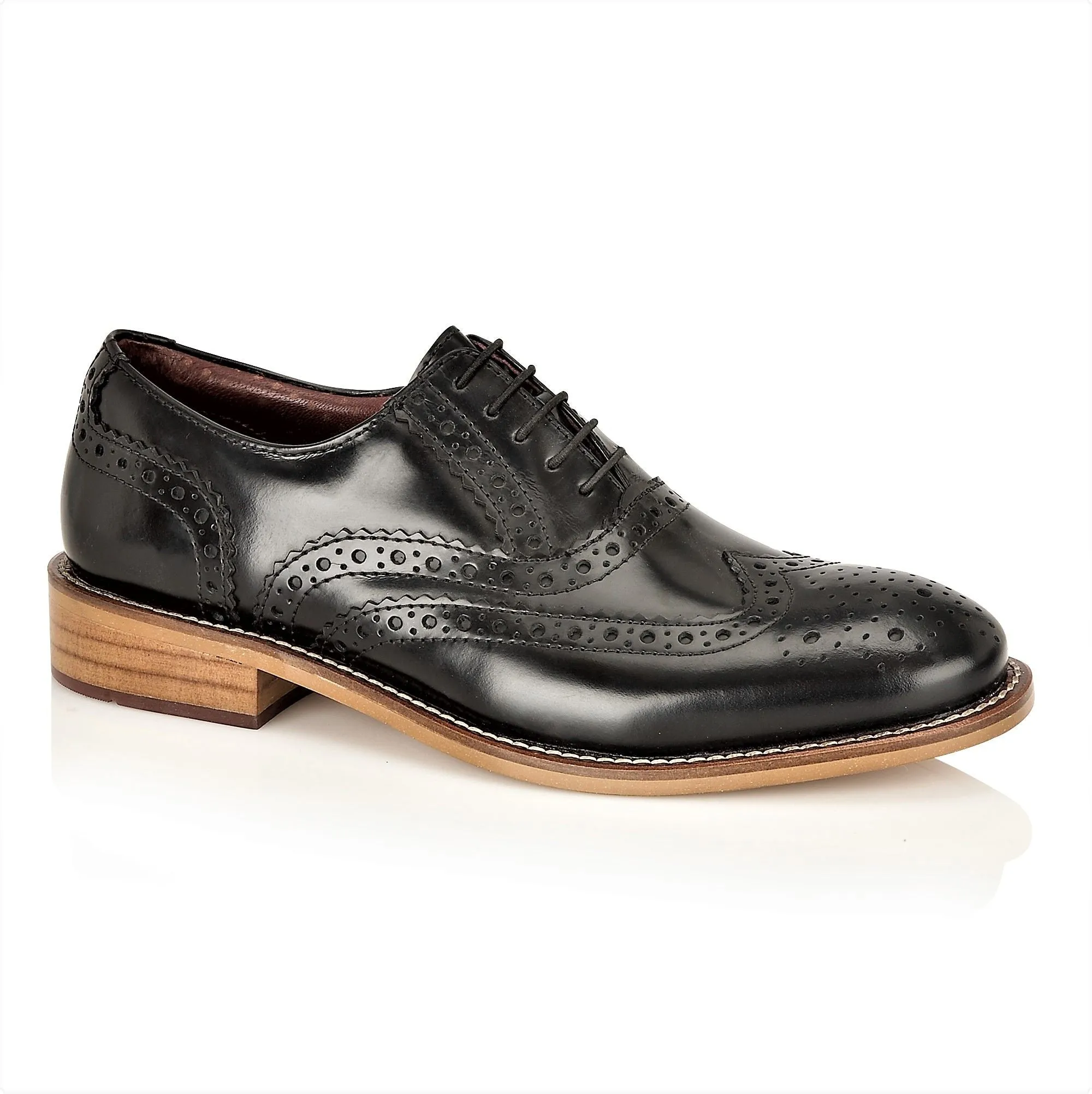 Boys Black Leather Lace Up Brogue Shoes :- Mens And Boys Shoes