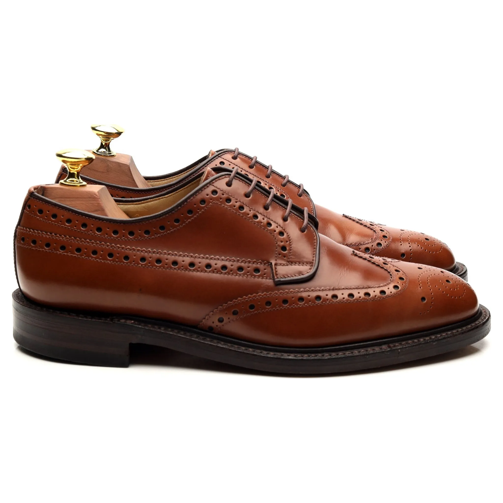 'Braemar' Tan Brown Leather Derby Brogues UK 7 F