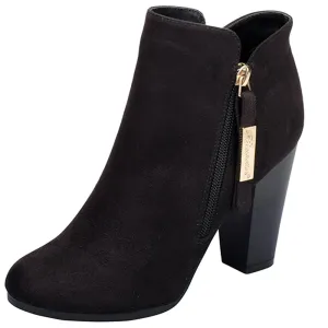 Breckelle's Women's Closed Toe Zipper Stacked Chunky Heel Bootie