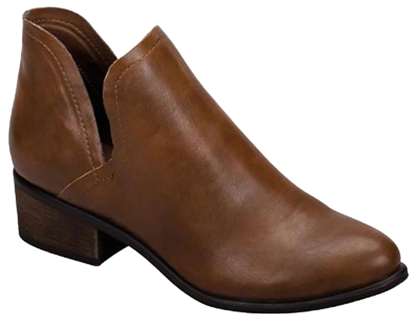 Breckelle's Women's Open Side Slip On Heeled Bootie