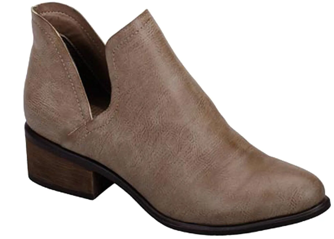 Breckelle's Women's Open Side Slip On Heeled Bootie