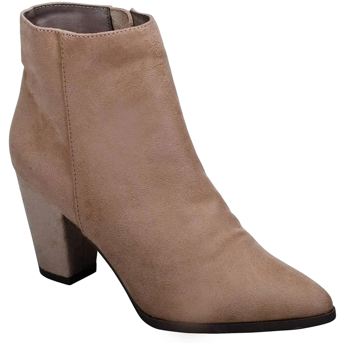 Breckelle's Women's Pointed Toe Block Heel Ankle Bootie