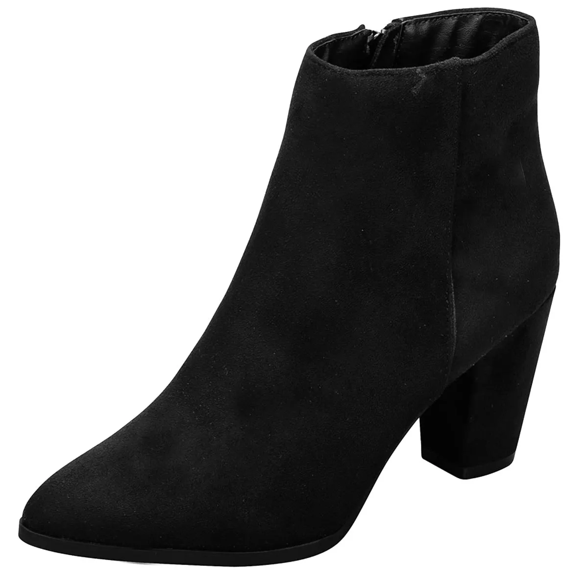 Breckelle's Women's Pointed Toe Block Heel Ankle Bootie