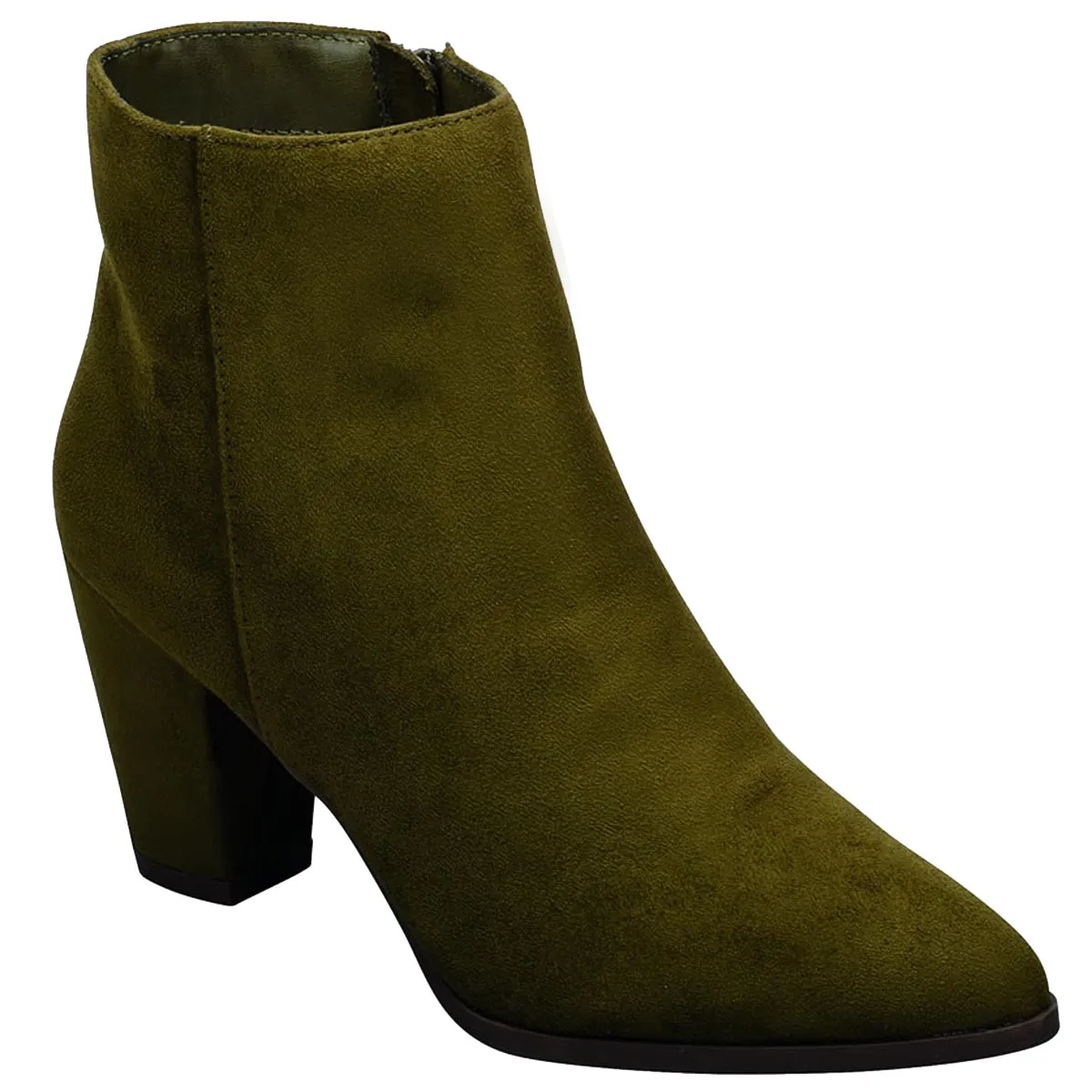 Breckelle's Women's Pointed Toe Block Heel Ankle Bootie