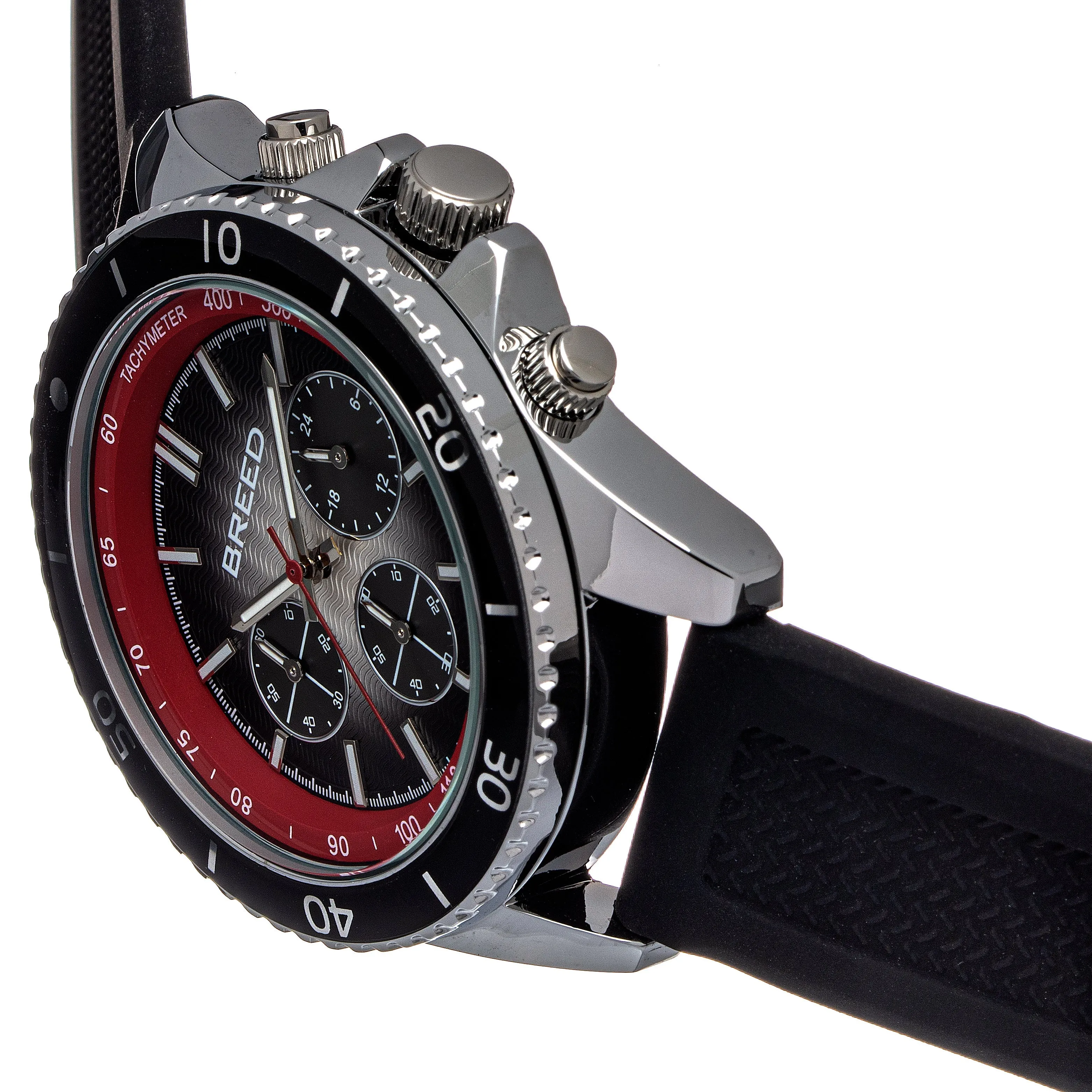 Breed Tempo Chronograph Strap Watch - Black/Red