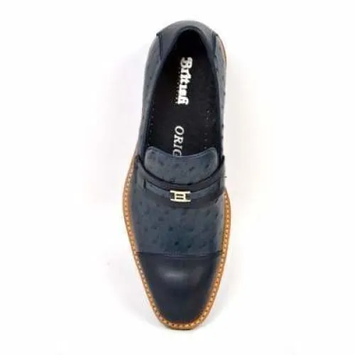 British Walkers Dolche Men's Navy Blue Leather Loafers