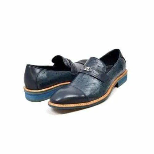 British Walkers Dolche Men's Navy Blue Leather Loafers