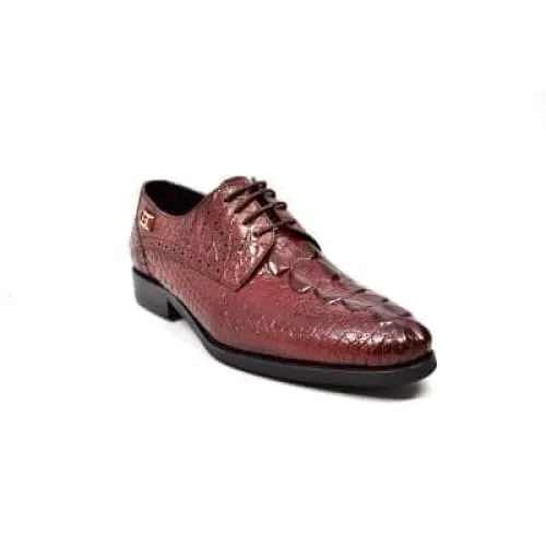 British Walkers Elegance Men's Burgundy Crocodile Leather Loafers