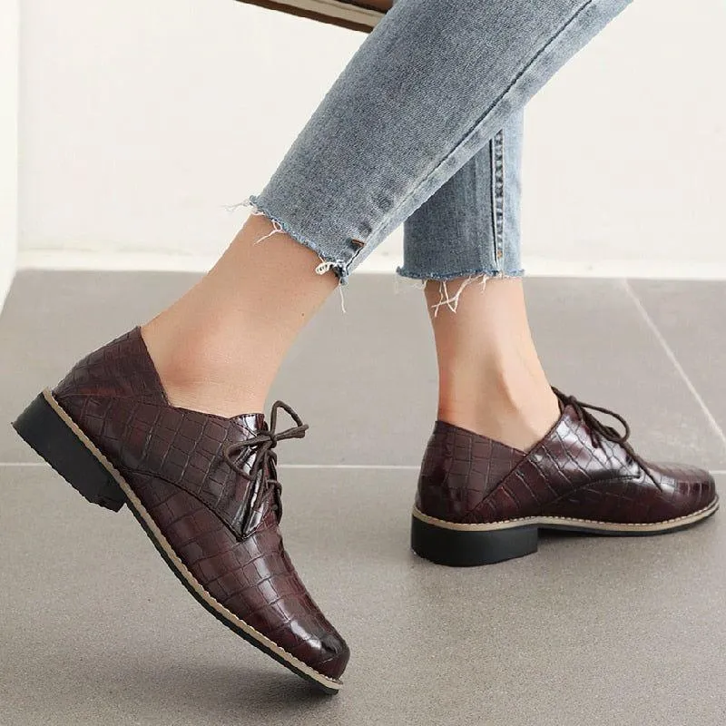 Brogues PU Leather Oxford Loafer Flats Women's Casual Shoes ZOS1129