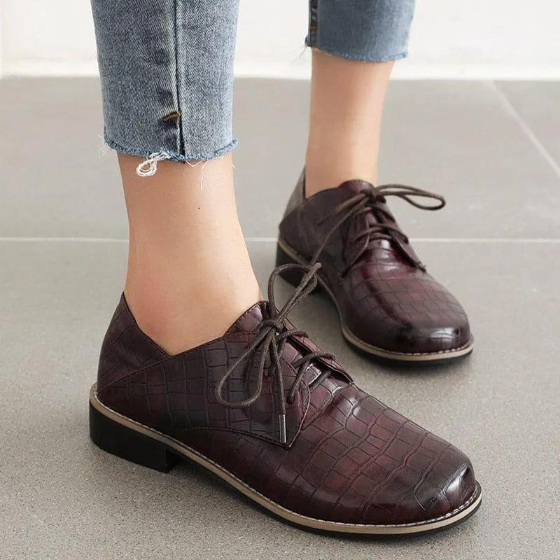 Brogues PU Leather Oxford Loafer Flats Women's Casual Shoes ZOS1129