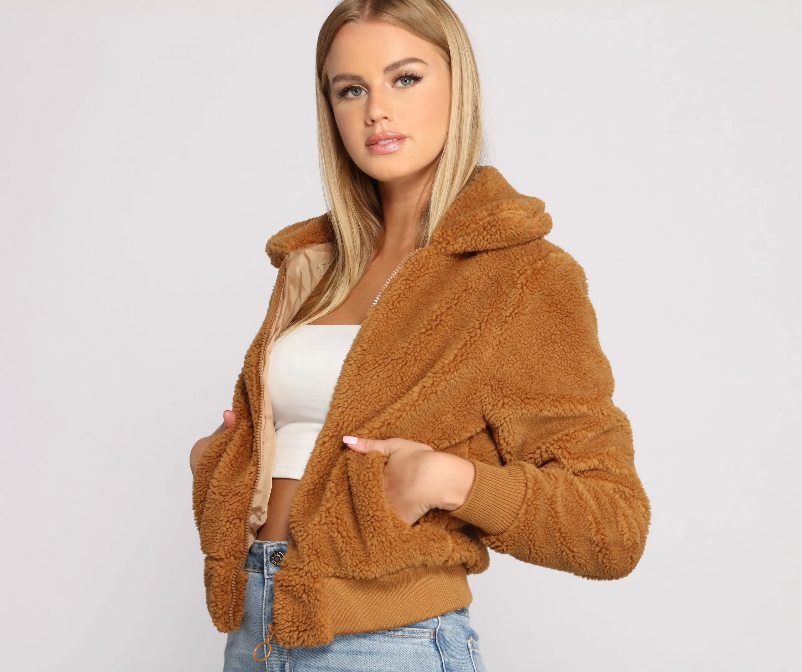 Bundle Up Zip Front Teddy Jacket