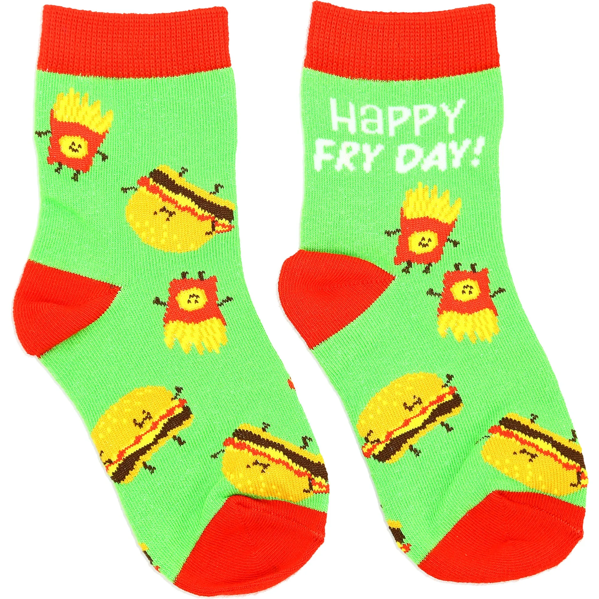 Burger and Fries S/M Youth Cotton Blend Crew Socks