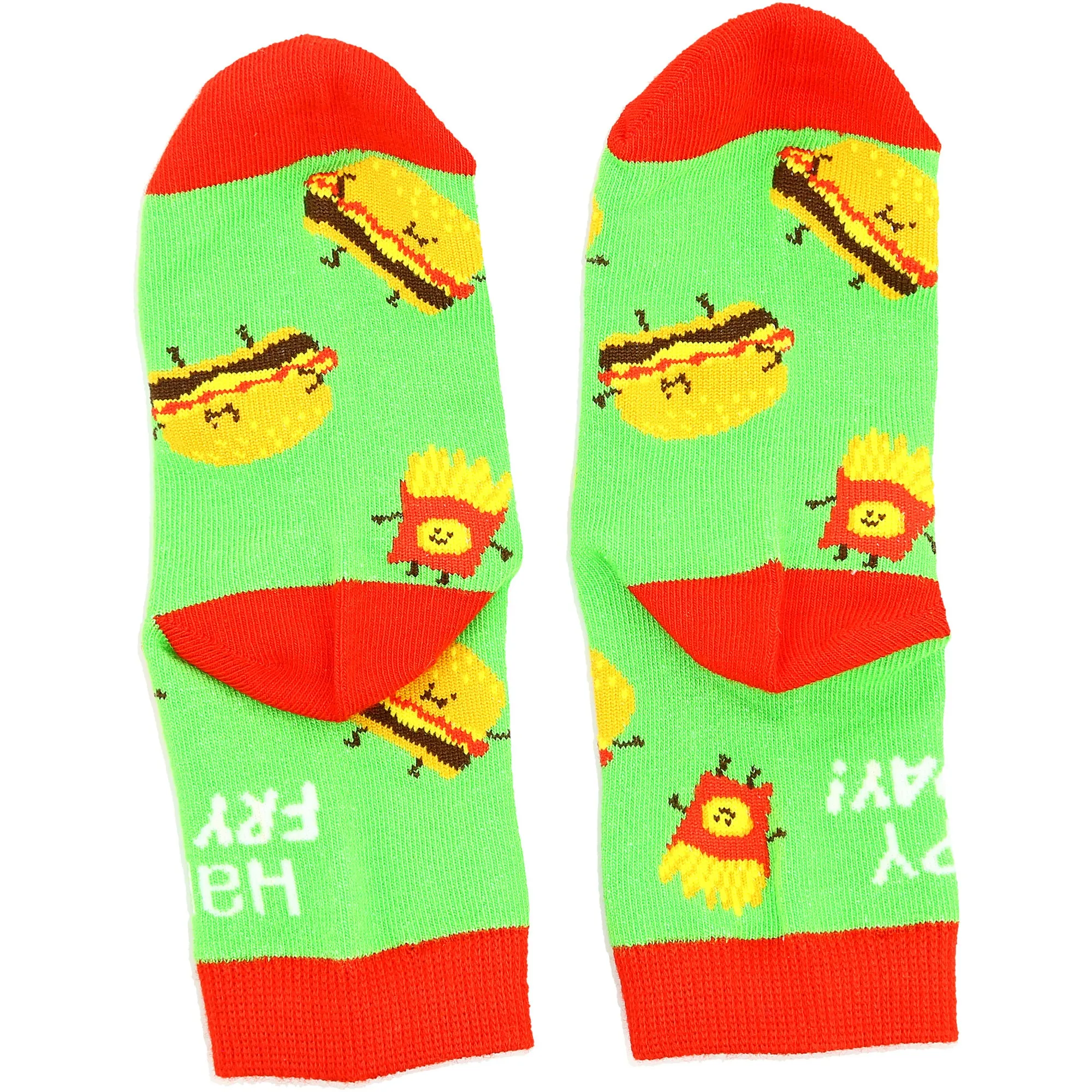 Burger and Fries S/M Youth Cotton Blend Crew Socks