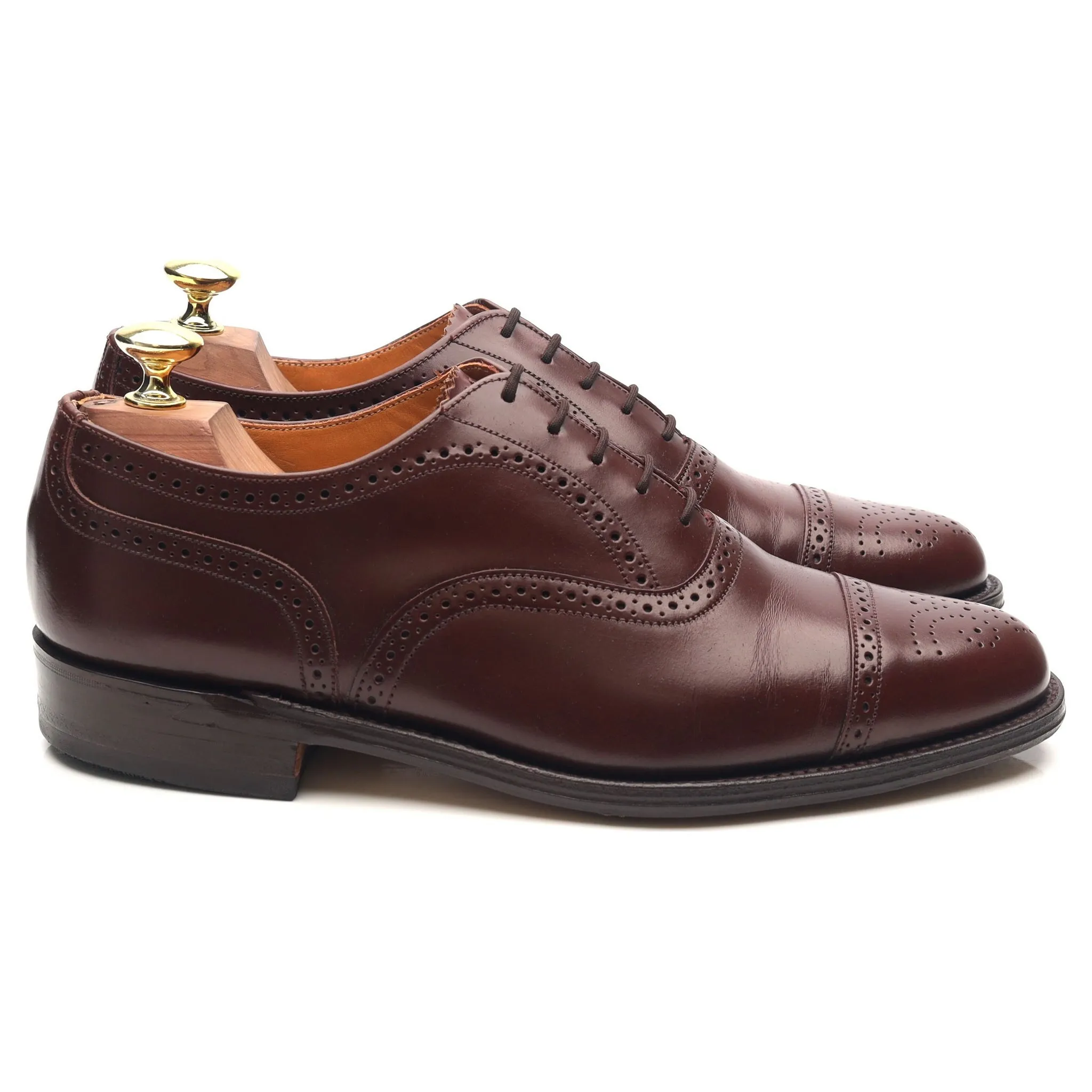 Burgundy Leather Oxford Semi Brogues UK 7 F