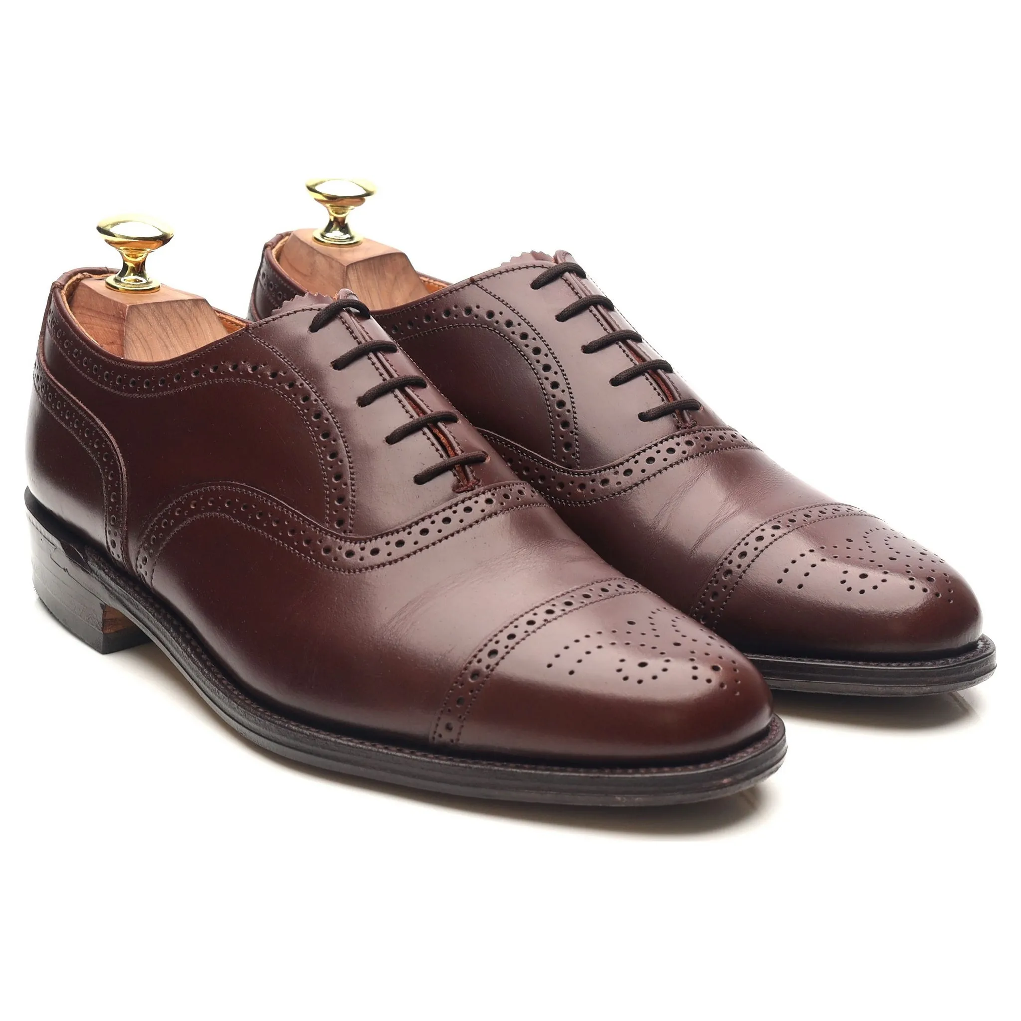 Burgundy Leather Oxford Semi Brogues UK 7 F