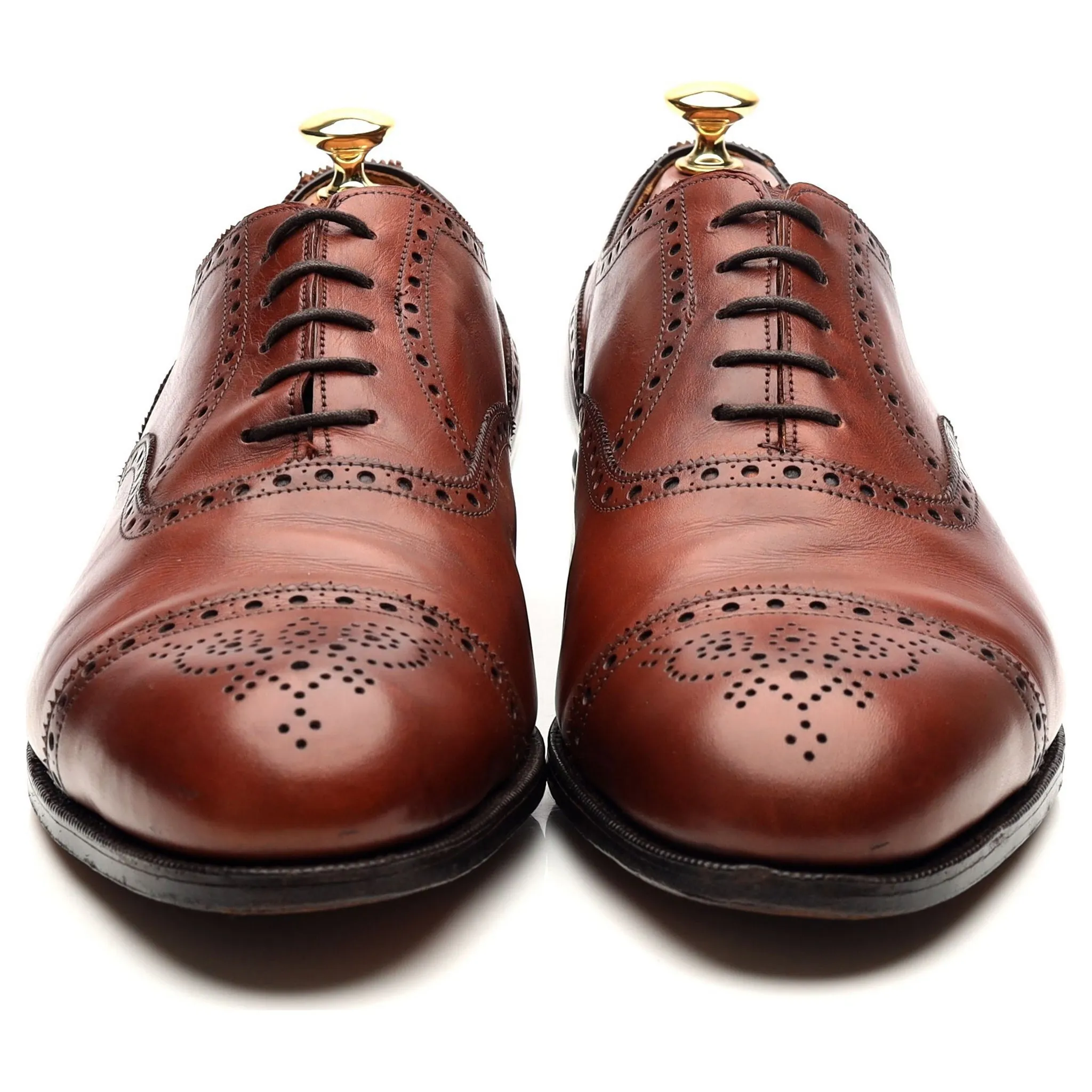 'Cadogan' Tan Brown Leather Oxford Semi Brogues UK 9.5 F