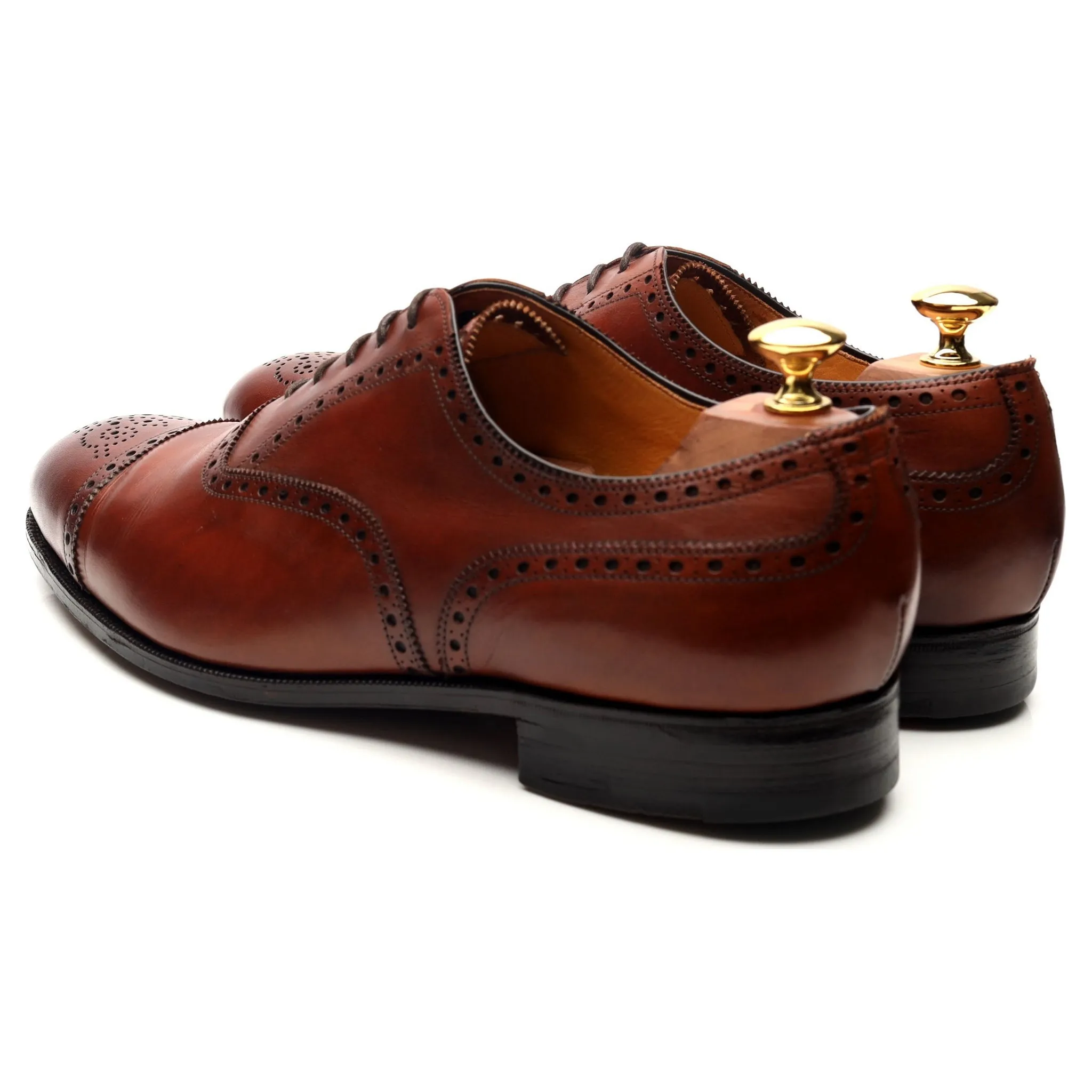 'Cadogan' Tan Brown Leather Oxford Semi Brogues UK 9.5 F