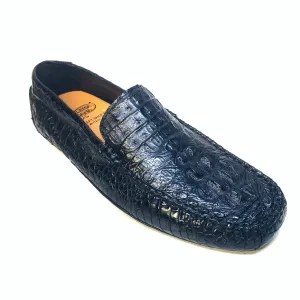 Calzoleria Toscana Black Hornback Crocodile Loafers