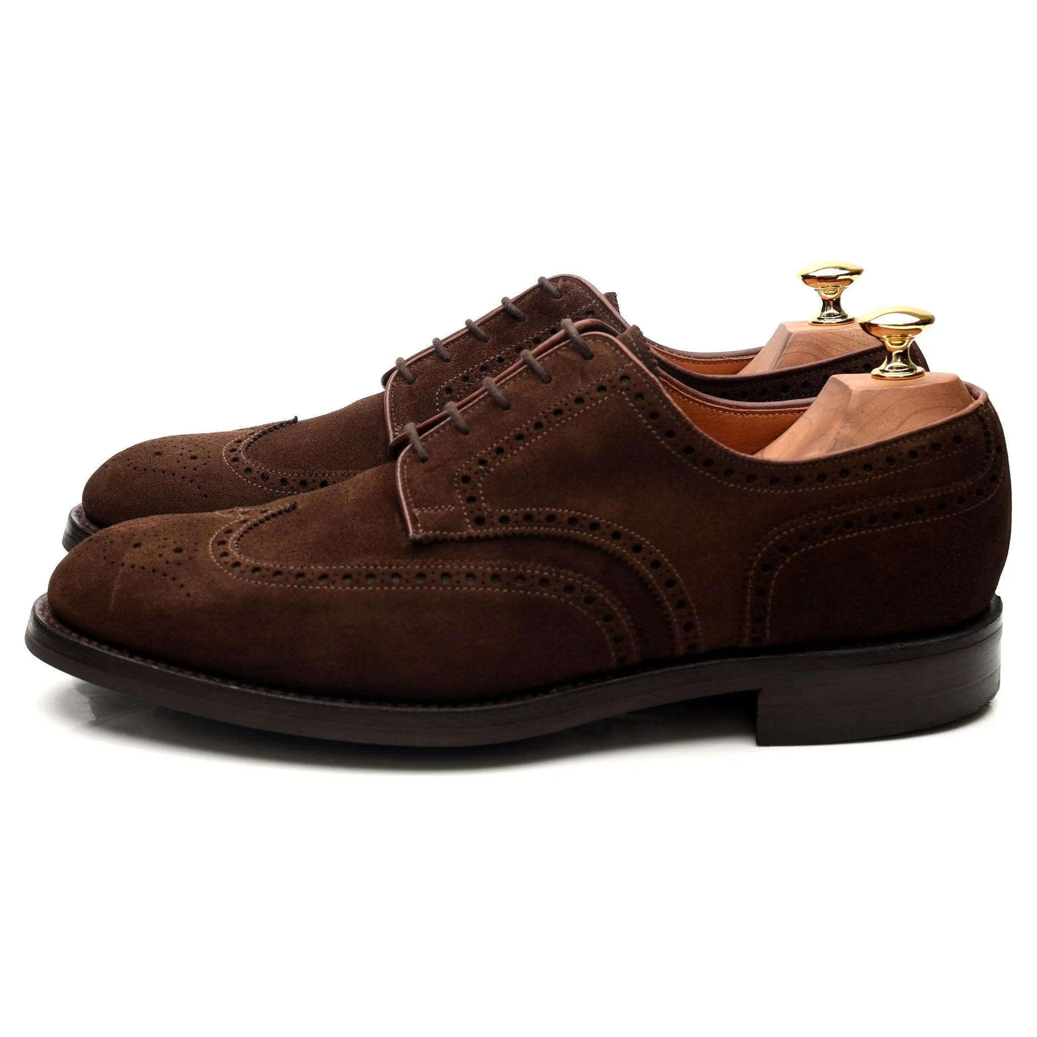 'Cardiff' Dark Brown Suede Derby Brogues UK 9 E