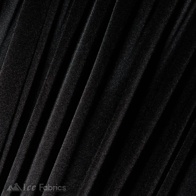 Casino 4 Way Stretch Satin Fabric Shiny Black Silky Spandex