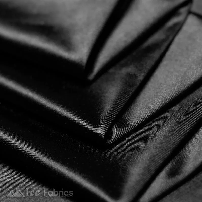 Casino 4 Way Stretch Satin Fabric Shiny Black Silky Spandex