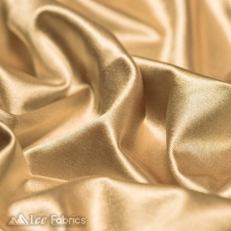 Casino 4 Way Stretch Satin Fabric Shiny Champagne Silky Spandex