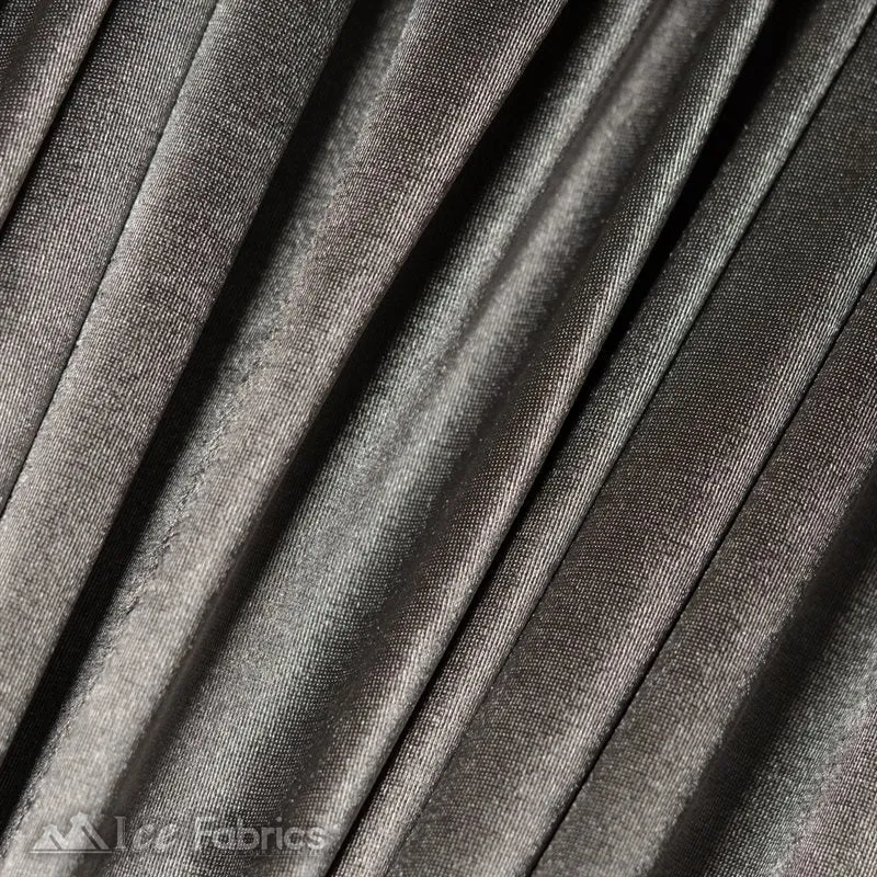 Casino 4 Way Stretch Satin Fabric Shiny Dark Grey Silky Spandex