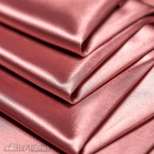 Casino 4 Way Stretch Satin Fabric Shiny Dusty Rose Silky Spandex