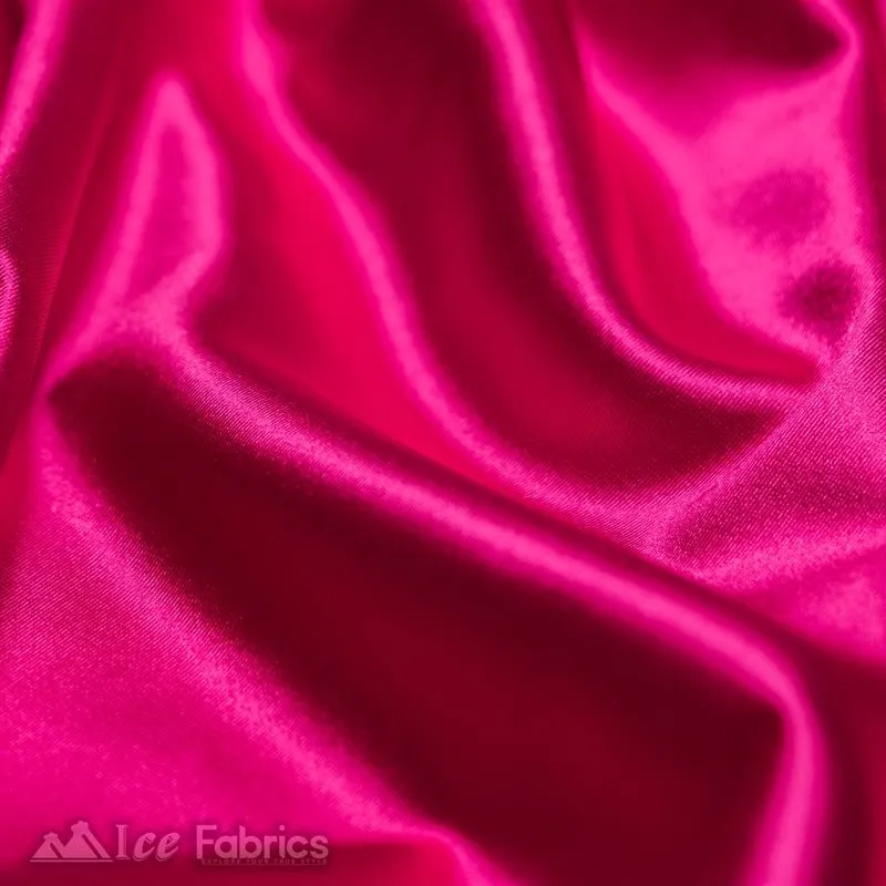 Casino 4 Way Stretch Satin Fabric Shiny Hot Pink Silky Spandex