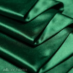 Casino 4 Way Stretch Satin Fabric Shiny Hunter Green Silky Spandex