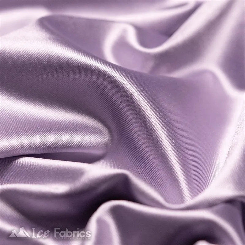 Casino 4 Way Stretch Satin Fabric Shiny Lavender Silky Spandex