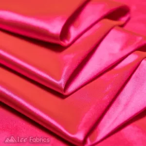 Casino 4 Way Stretch Satin Fabric Shiny Neon Pink Silky Spandex