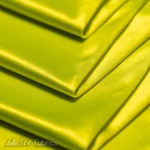 Casino 4 Way Stretch Satin Fabric Shiny Neon Yellow Silky Spandex