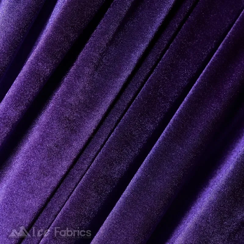 Casino 4 Way Stretch Satin Fabric Shiny Purple Silky Spandex