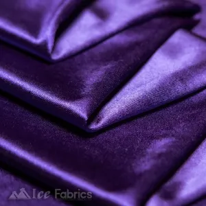 Casino 4 Way Stretch Satin Fabric Shiny Purple Silky Spandex