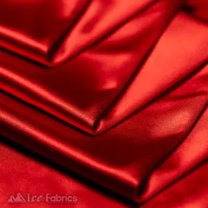 Casino 4 Way Stretch Satin Fabric Shiny Red Silky Spandex