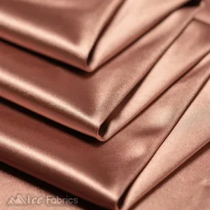 Casino 4 Way Stretch Satin Fabric Shiny Rose Gold Silky Spandex