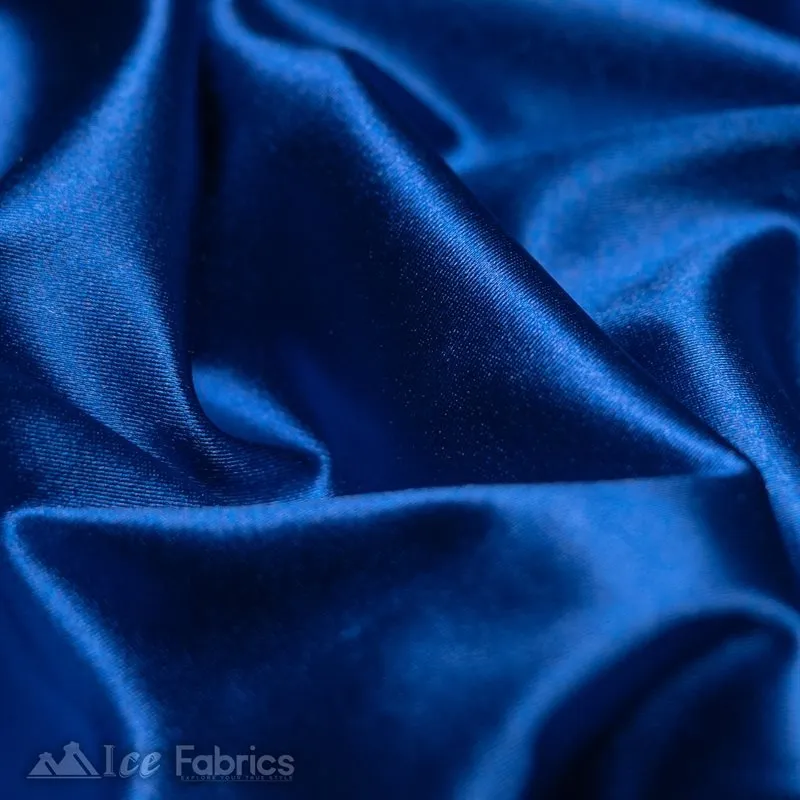 Casino 4 Way Stretch Satin Fabric Shiny Royal Blue Silky Spandex