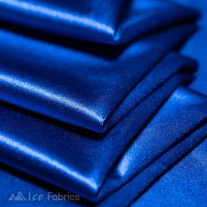 Casino 4 Way Stretch Satin Fabric Shiny Royal Blue Silky Spandex