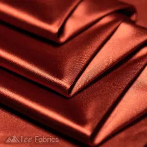 Casino 4 Way Stretch Satin Fabric Shiny Rust Silky Spandex