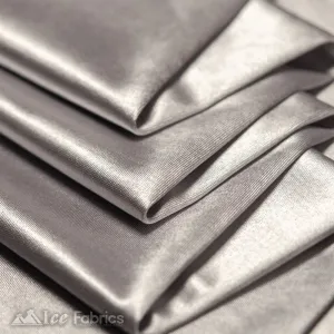 Casino 4 Way Stretch Satin Fabric Shiny Silver Silky Spandex