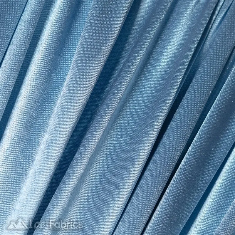 Casino 4 Way Stretch Satin Fabric Shiny Sky Blue Silky Spandex