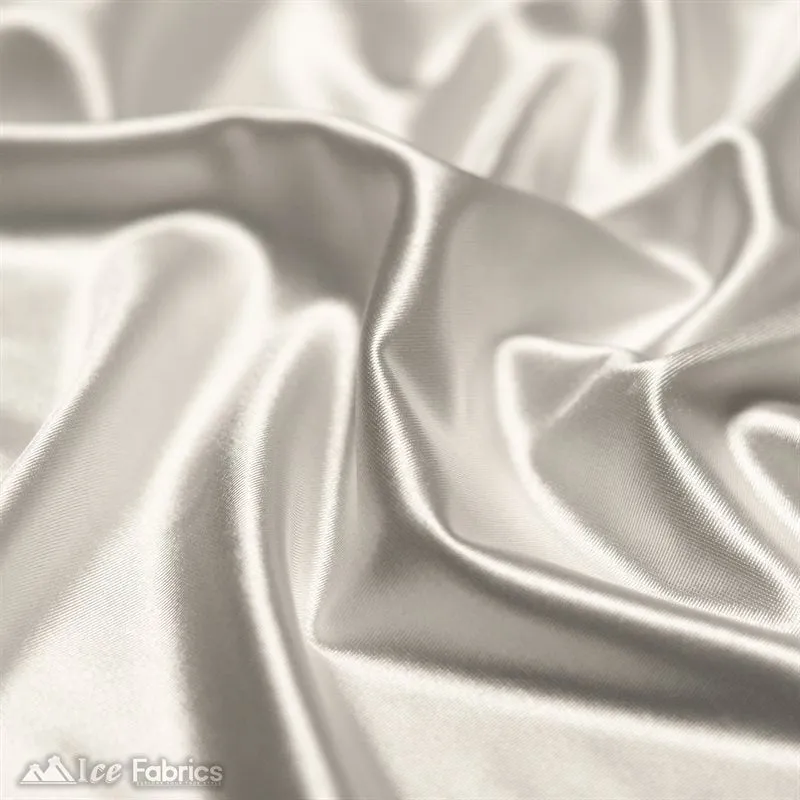 Casino 4 Way Stretch Satin Fabric Shiny White Silky Spandex