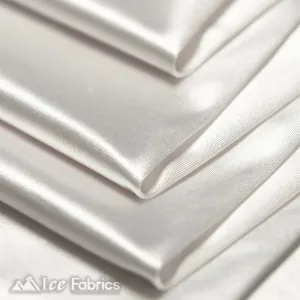 Casino 4 Way Stretch Satin Fabric Shiny White Silky Spandex