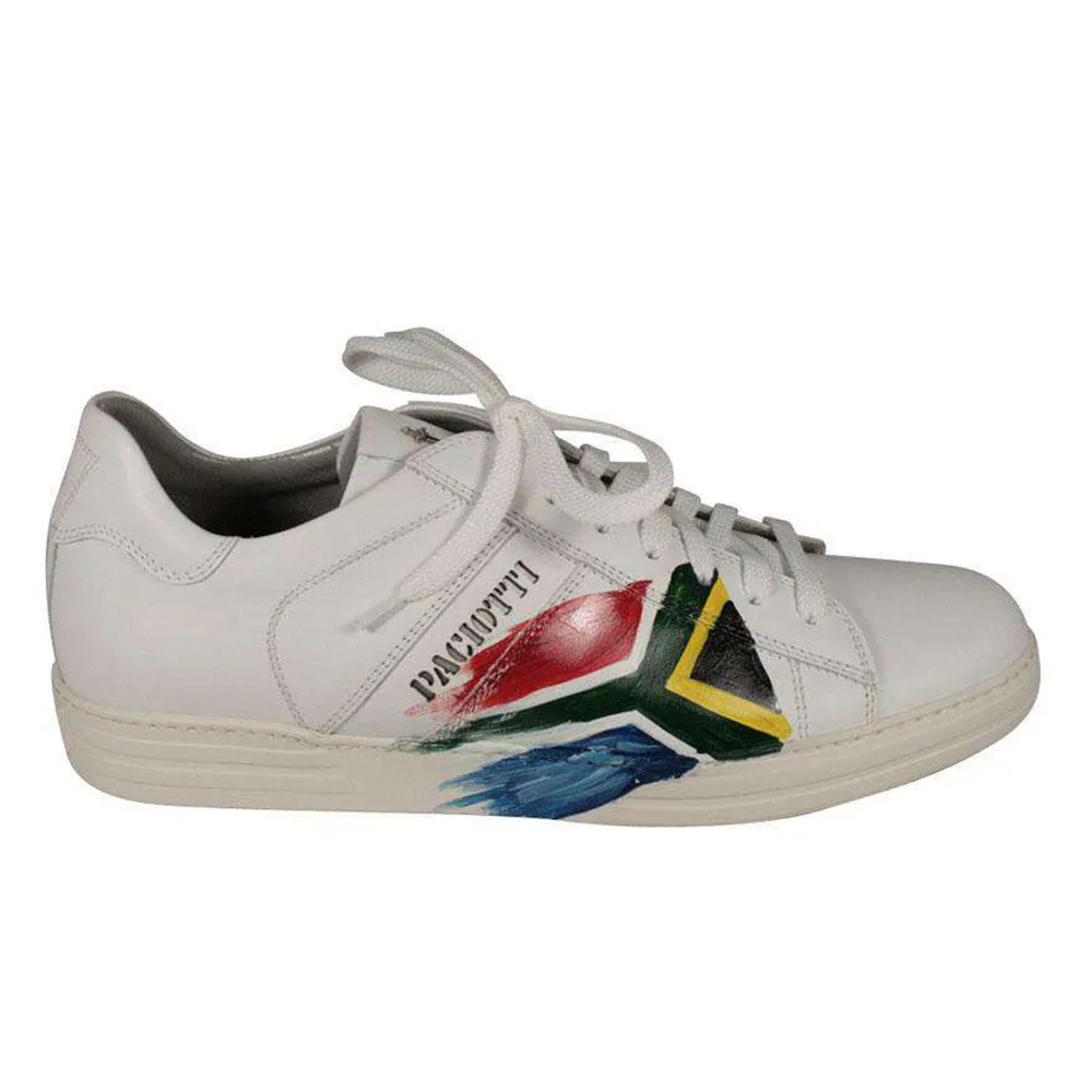 Cesare Paciotti Luxury Italian Men's Designer Shoes Flag Sports White Sneakers (CPM711)