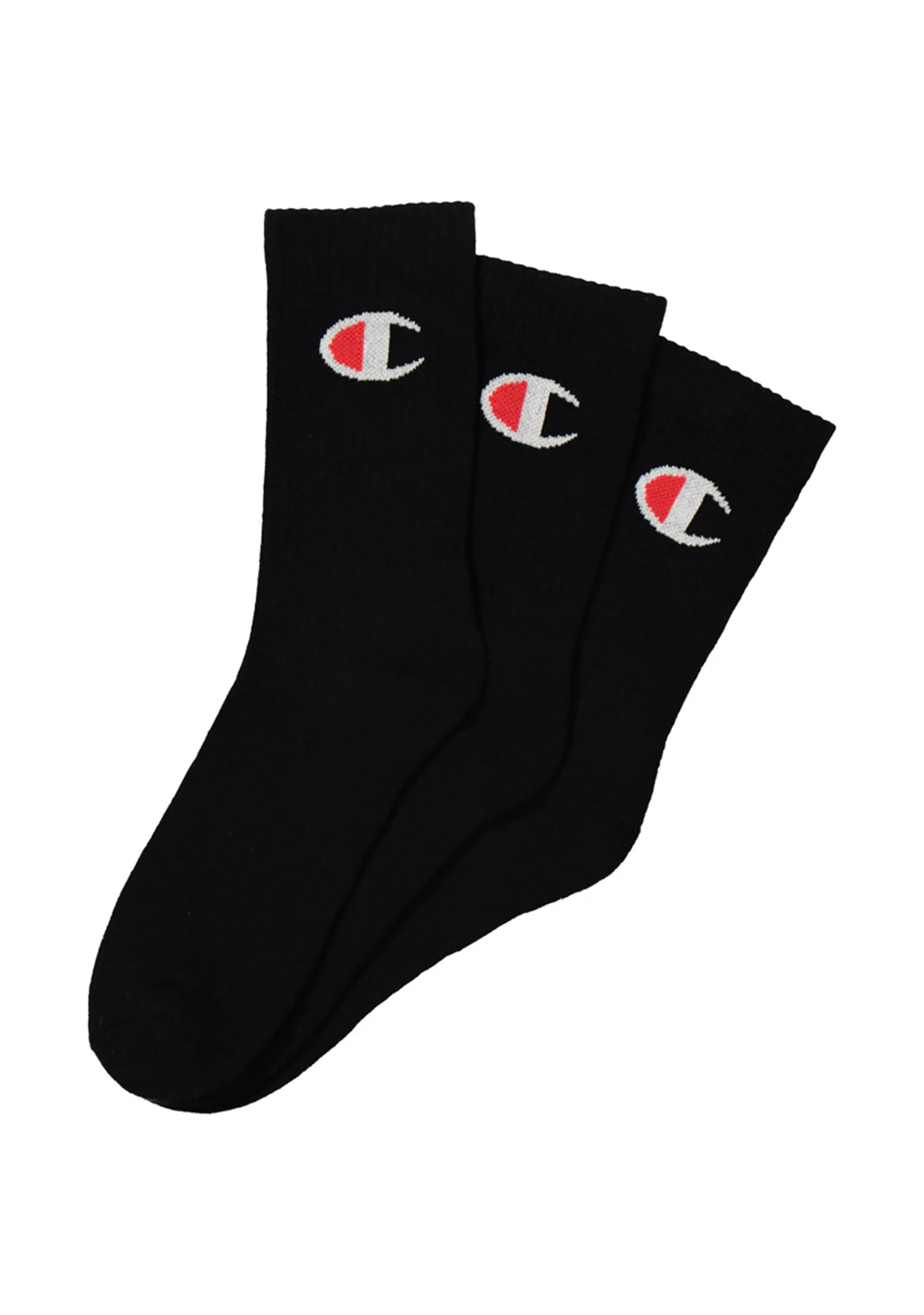 Champion C Logo Crew Socks 3 Pack <br> SYFMN BLK