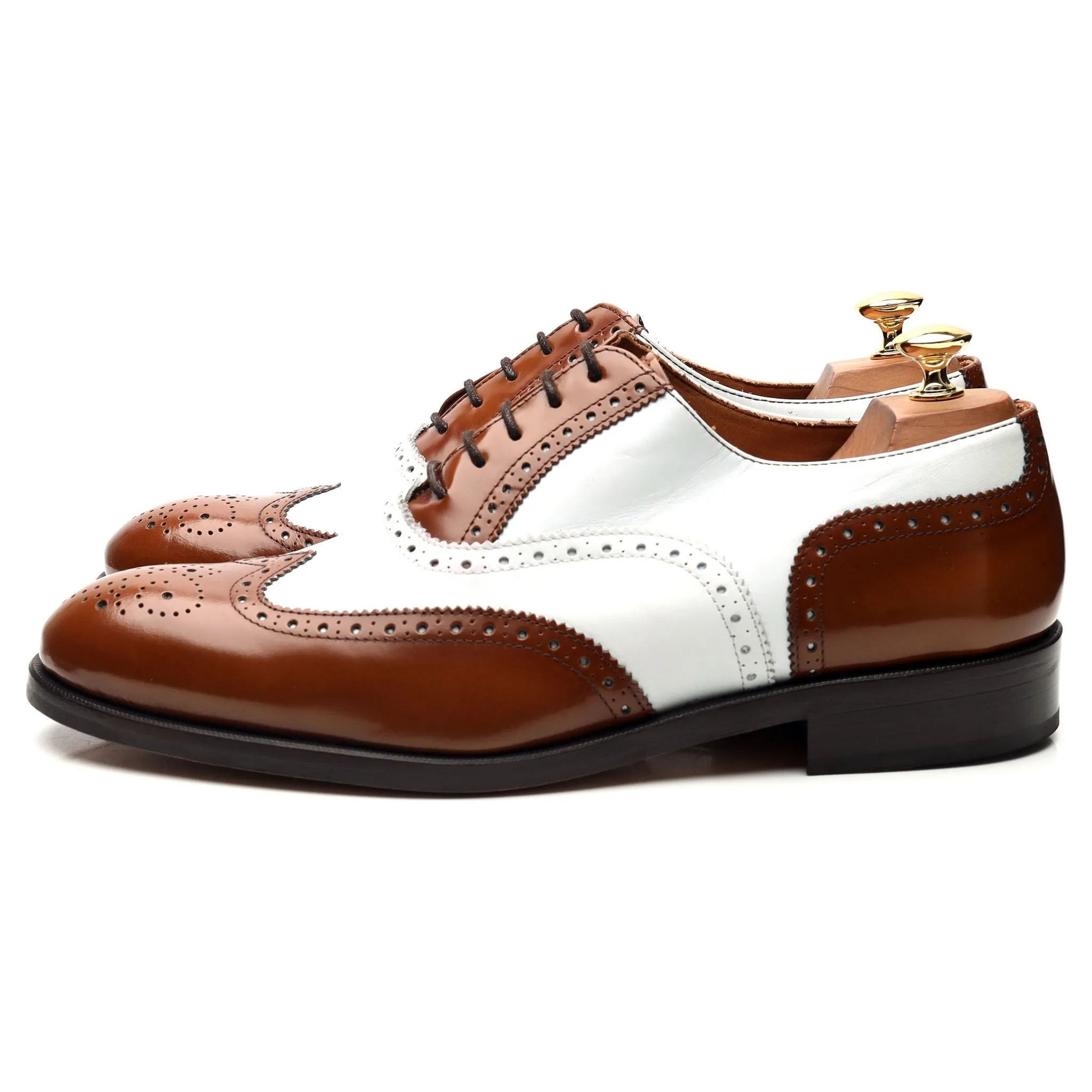 'Charleston' Brown White Leather Oxford Spectator Brogues UK 10.5